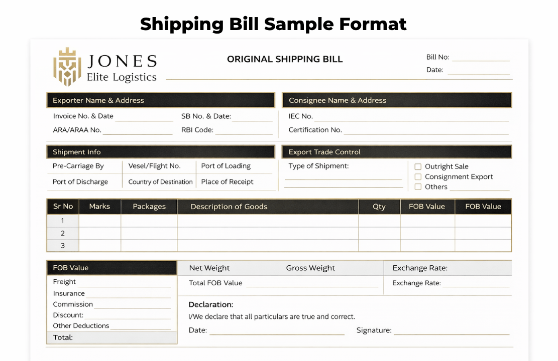 Shipping bill sample format